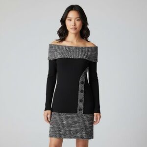 VENUS | Black Off-Shoulder Shift Sweater Dress Sz L